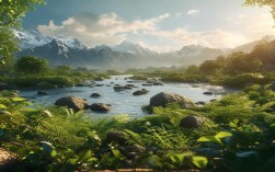 清晨山水与植物如何共谱自然交响曲？