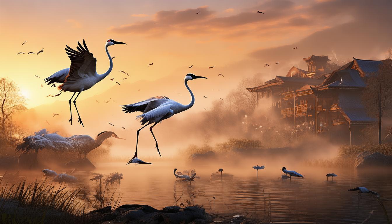 扎龙湿地鹤群伴晨光，鹤之汤温泉为何成东北旅居新宠？-图1