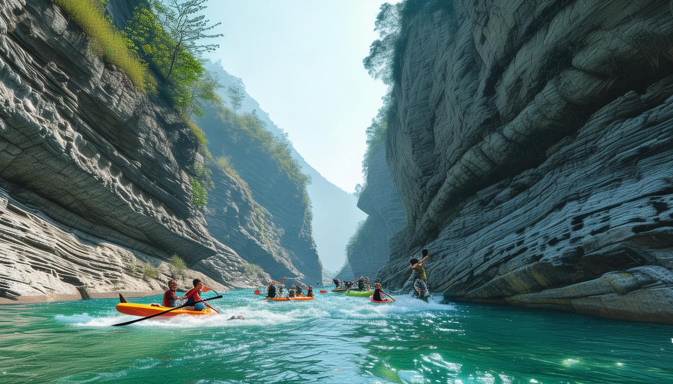 如何体验八公山峡谷漂流的地质奇观与水上穿越？-图1